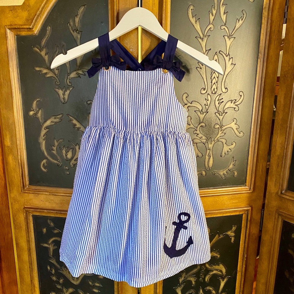 Girls Tahari blue & white nautical theme sundress
